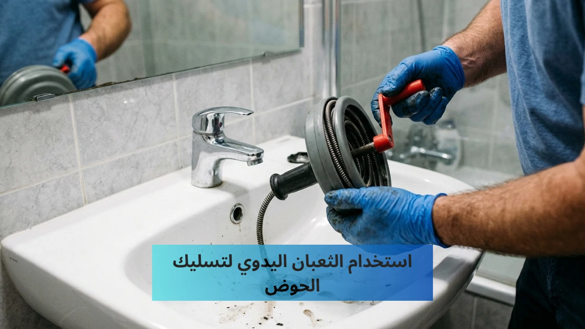 استخدام الثعبان اليدوي لتسليك الحوض
