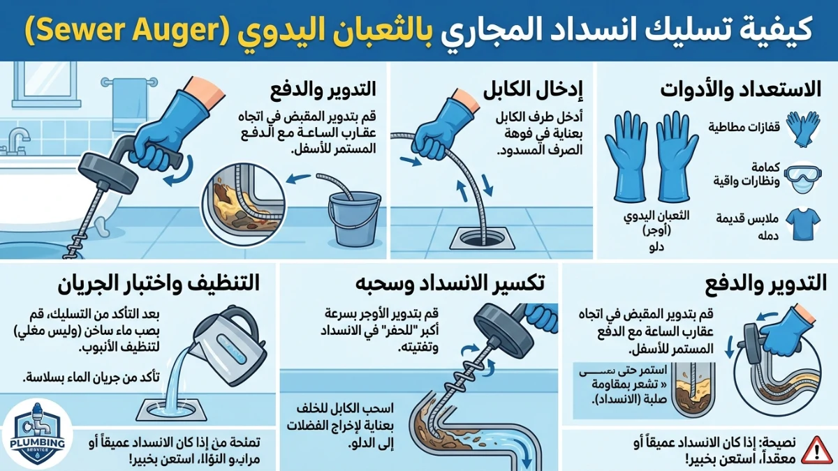 خطوات استخدام الثعبان اليدوي