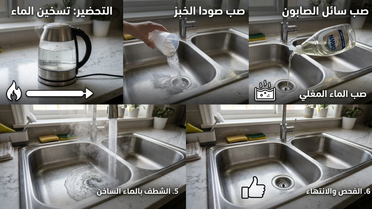 خطوات استخدام الماء الساخن والصابون
